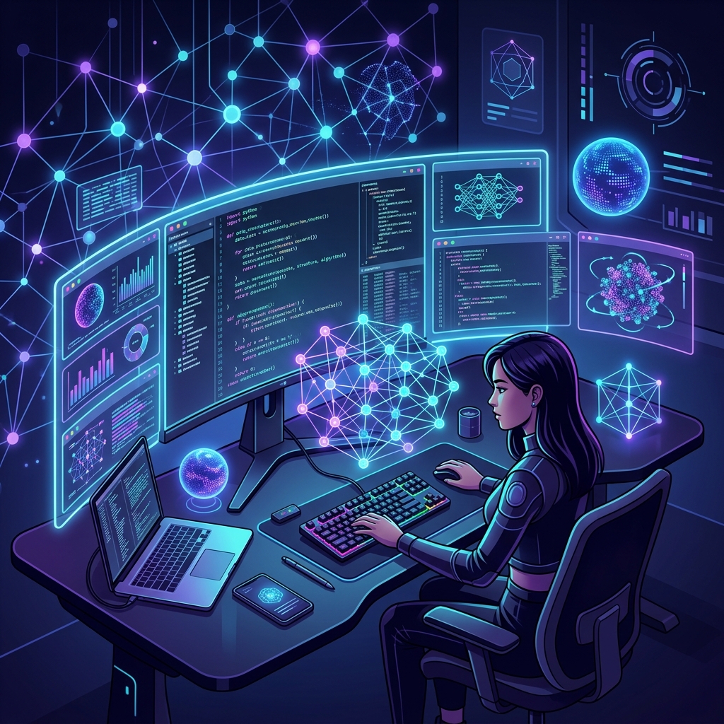 Futuristic AI Workspace
